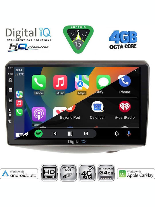Digital IQ Auto-Audiosystem für Toyota Yaris 1999–2006 Bluetooth USB Eingebautes Wi-Fi GPS Apple CarPlay Android Auto mit 9 Zoll Touchscreen