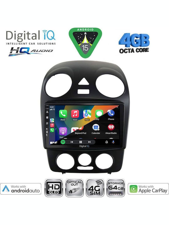 Digital IQ Auto-Audiosystem für Volkswagen Käfer 2004-2011 (Bluetooth/USB/Eingebautes Wi-Fi / 3G / GPS / Apple CarPlay / Android Auto) mit Touchscreen 9"