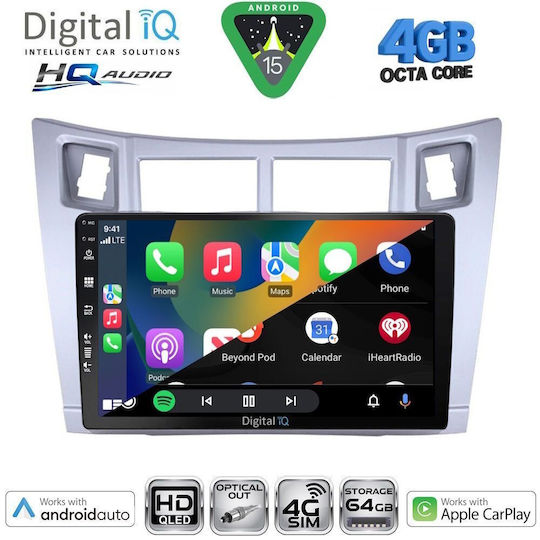 Digital IQ Auto-Audiosystem für Toyota Yaris 2006-2011 Bluetooth USB Eingebautes Wi-Fi GPS Apple CarPlay Android Auto mit 9 Zoll Touchscreen