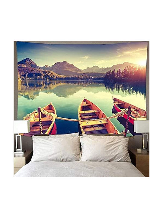 FRIPIA Decorațiune Tapiserie Apus Peste Lac Lucrată Manual Multicolor Din Țesătură 200x150cm