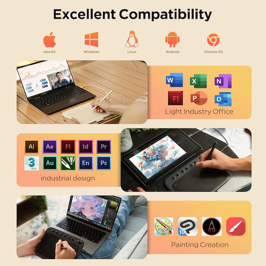 Ugee Q6 Portable Graphic Tablet 6 × 4 Inch Integrated Type-c Cable Digital Drawing Online Lessons Beige