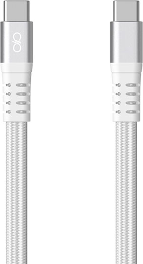 Flat Подсилен Магнитен USB-C Към USB-C 3A Power Delivery 60W Кабел 1.2m Бял