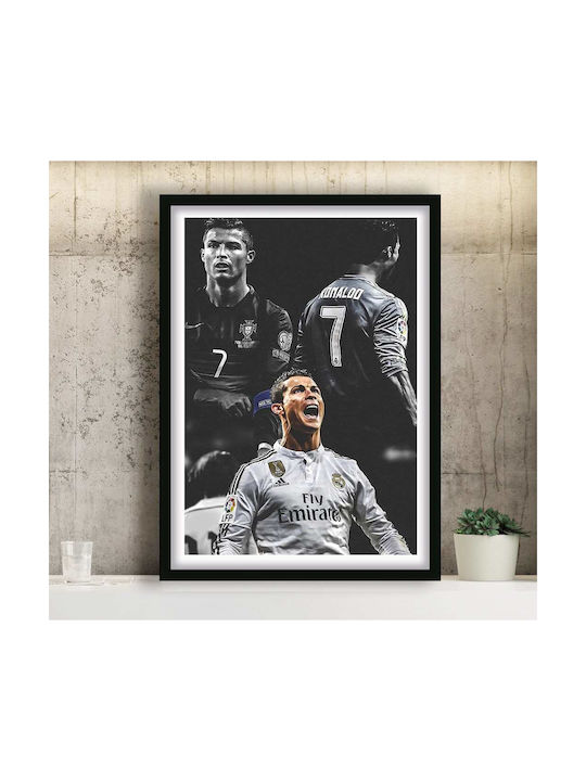 Poster Cristiano Ronaldo Sc034 40cm X 50cm Brown Wooden Frame