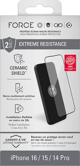 Force Glass Screen Protector Iphone 14 Pro 15 16 Ceramicshield 2.5d 10h Tempered Glass Transparent