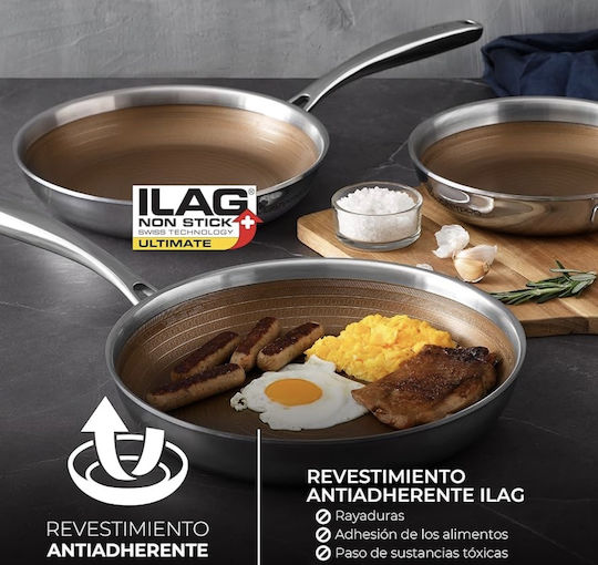 Bergner Masterpro Stainless Steel Pan with Non-Stick Coating 28cm