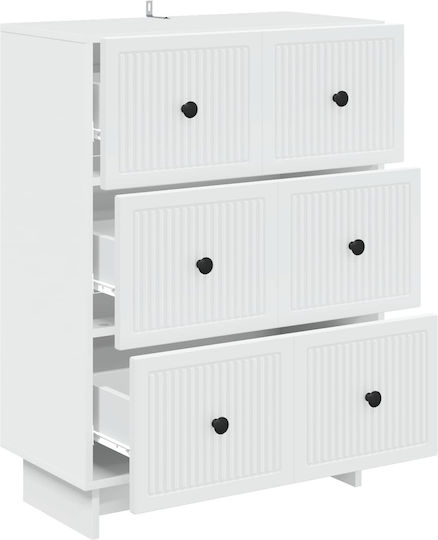 Bedroom Chest of Drawers made of Wood and Metal with 3 Drawers White 66x34.5x90cm