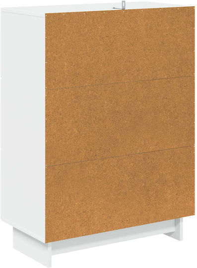 Bedroom Chest of Drawers made of Wood and Metal with 3 Drawers White 66x34.5x90cm
