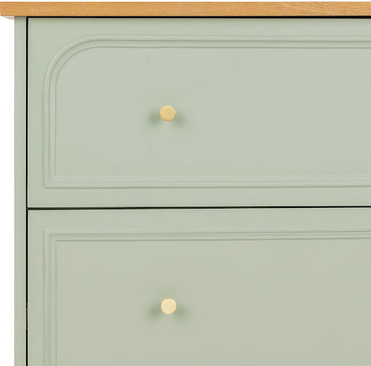 Kommode Schlafzimmer Holz A-s Mohea mit 3 Schubladen Celadon 72x39x81cm