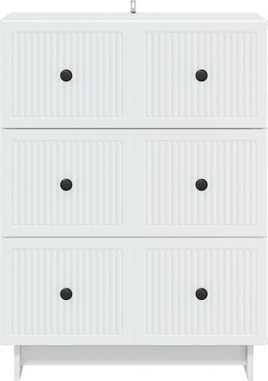 Bedroom Chest of Drawers made of Wood and Metal with 3 Drawers White 66x34.5x90cm