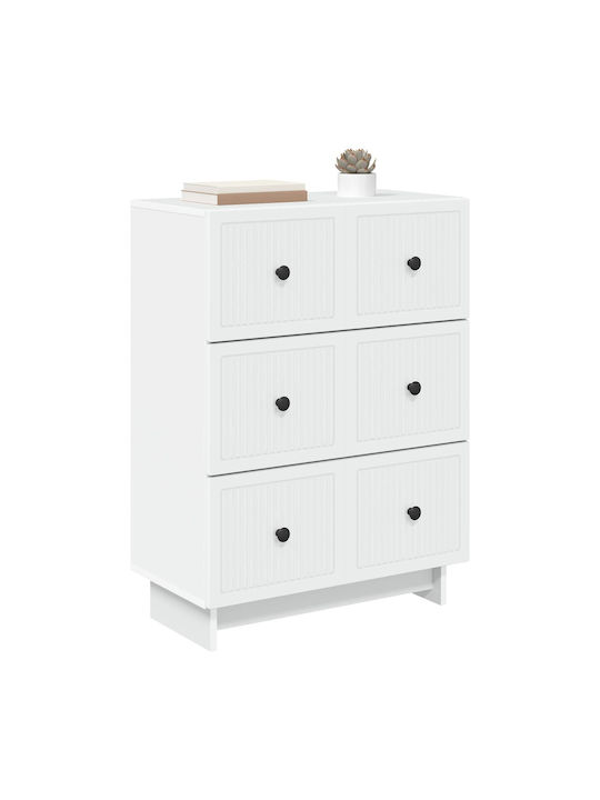 Kommode Schlafzimmer aus Holz & Metall mit 3 Schubladen Weiß 66x34.5x90cm