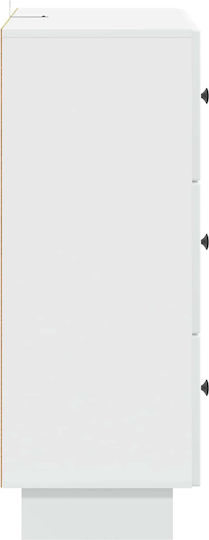 Bedroom Chest of Drawers made of Wood and Metal with 3 Drawers White 66x34.5x90cm
