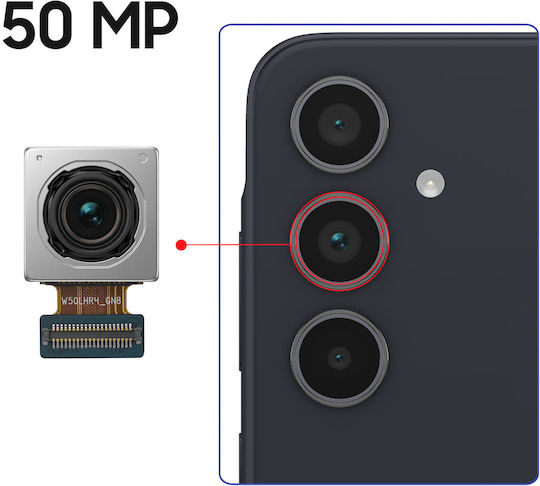 Clappio Compatible Rear Camera Samsung Galaxy A35 Wide Angle Lens 50mp Black Silver