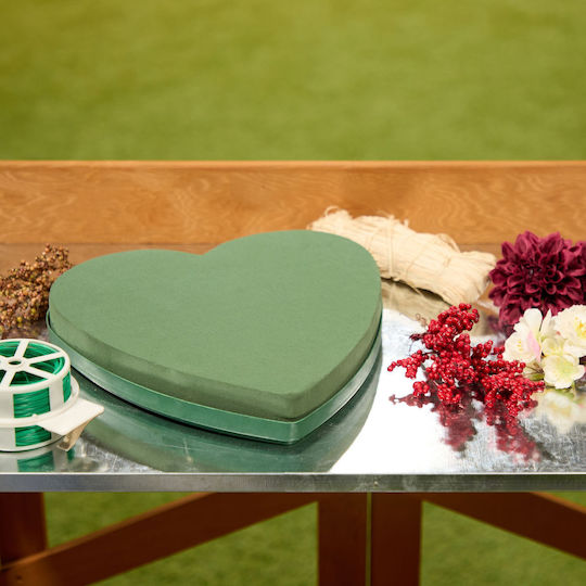 Set 2 Inimi Din Spumă Florală Relaxdays Verde Închis 26.5x4x26.5 Cm