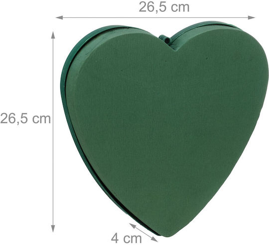Set 2 Inimi Din Spumă Florală Relaxdays Verde Închis 26.5x4x26.5 Cm