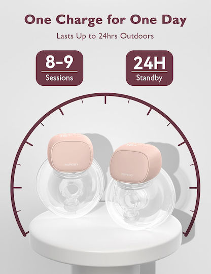 Momcozy S9 Pro Portable Double Breast Pump Battery BPA Free Pink 180ml