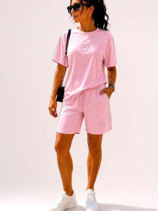 Γυναικείο Σετ με Αθλητικό Σορτς Pink