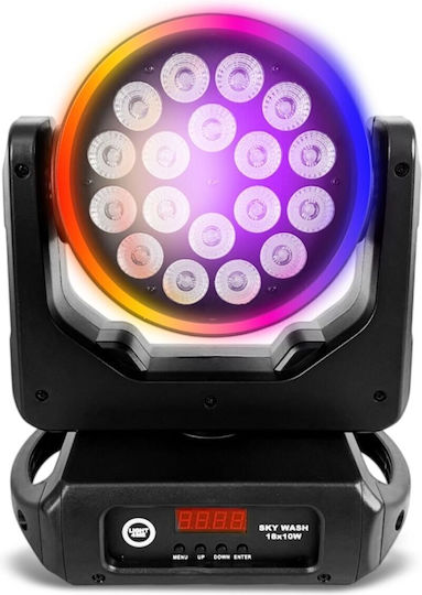 Light4me Moving Head Wash Led Dmx Effect Ring 60x0.2w Sky Wash 18x10w Rgbw