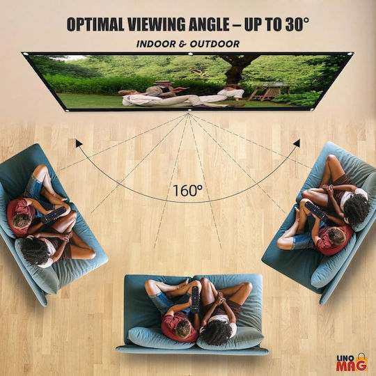 Linomag Ecran Proiecție Anti-lumină 100 Inch Proiecție Față Spate Format 16:9 4K HD Ideal Interior Exterior Pliabil Gri Metalic