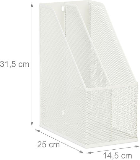 Relaxdays Organizator Vertical Pentru Dosare 2 Compartimente Alb
