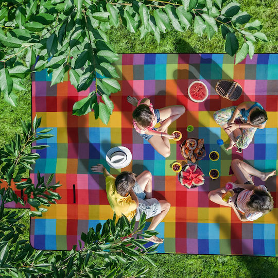 Pătură Picnic Relaxdays 200x300cm Verde Gri Cu Model Carouri 6-9 Persoane 1,4kg
