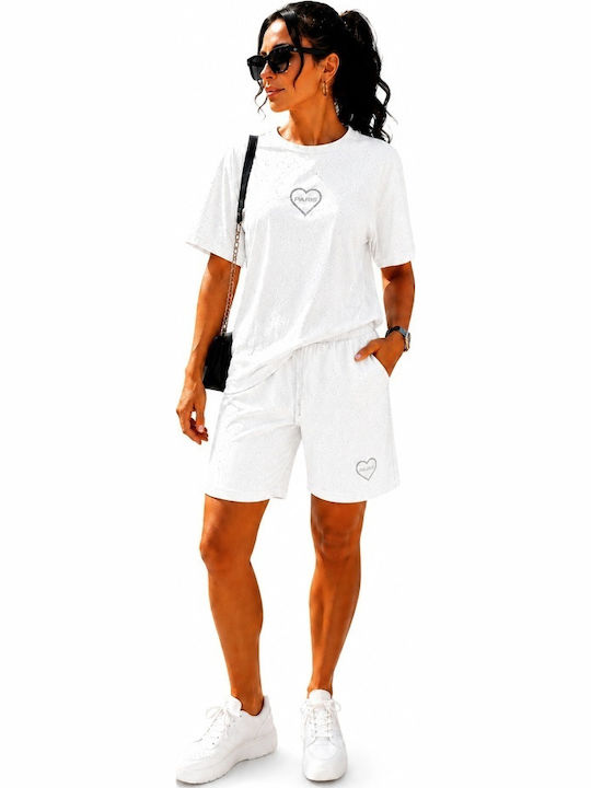 Damen-Set mit Aktive Shorts Weiß
