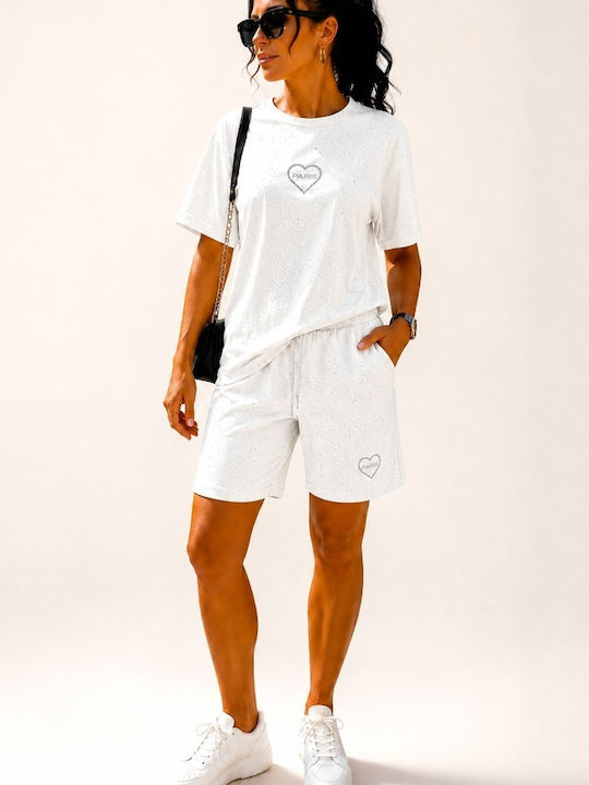 Damen-Set mit Aktive Shorts Weiß