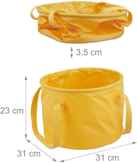 Relaxdays Foldable Camping Bucket 15 Liters Yellow 23x31x31 Cm