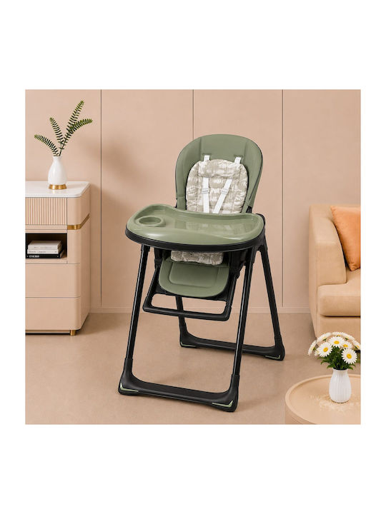 Klappbarer Baby Hochstuhl mit Höhenverstellbar Grün High Chair HA-062 Schwarz
