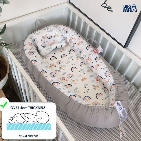 Linomag Pernă pentru bebeluși în formă de cuib White/light Gray 55x90buc Linomag Pernă pentru bebeluși în formă de cuib White/light Gray 55x90buc