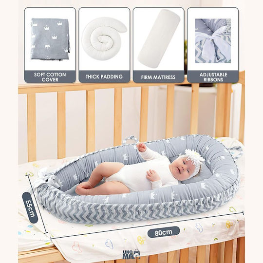 Linomag Бебешка възглавница-гнездо Light Gray/dark Gray 55x90бр