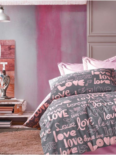 SteweHome Σετ Διπλή 200x200cm Ροζ SteweHome Σετ Διπλή 200x200cm Ροζ