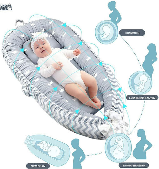 Linomag Бебешка възглавница-гнездо Light Gray/dark Gray 55x90бр