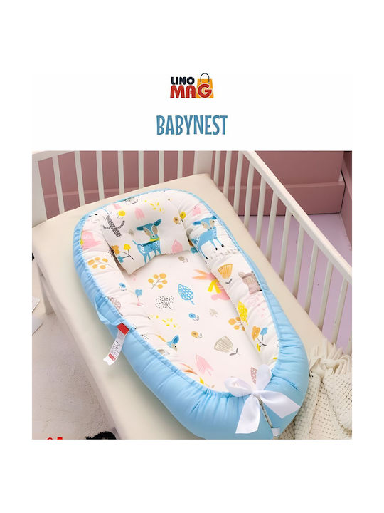Linomag Baby Nestkissen White/blue Sky 55x90cm