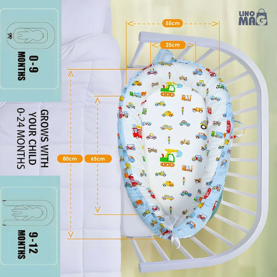 Linomag Pernă pentru bebeluși în formă de cuib White/pale Blue 55x90buc