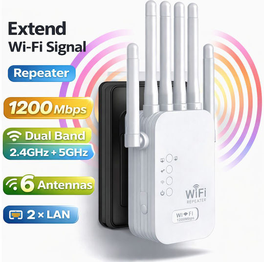 Linomag WiFi Extender Dual Band (2.4 & 5GHz) 1200Mbps με 2 Ethernet