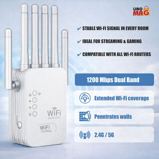 Linomag WiFi Extender Dual Band (2.4 & 5GHz) 1200Mbps με 2 Ethernet