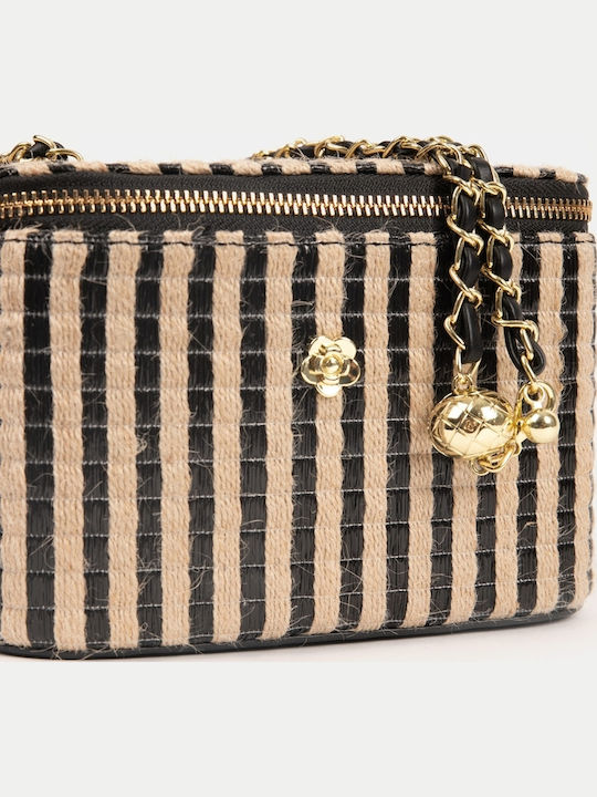 Mini Straw Bag Striped Size One Size Beige