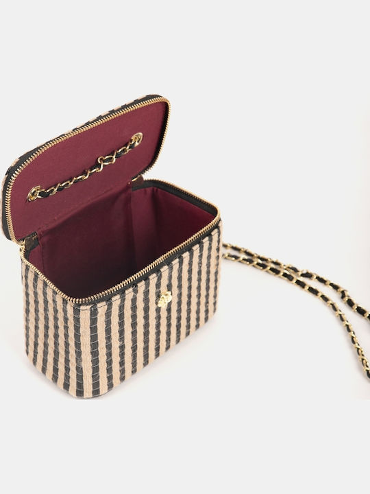 Mini Straw Bag Striped Size One Size Beige
