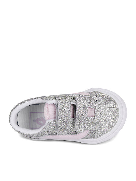 Old Skool V Kids Sneakers with Hoop & Loop Closure Silver