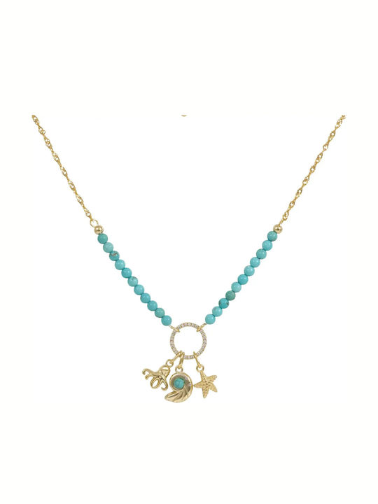 Vergoldete Silberschmuck Türkis Halskette