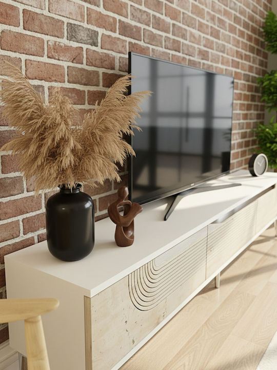 TV Stand Made of Wood & Gold Glass L180xD30xH41cm