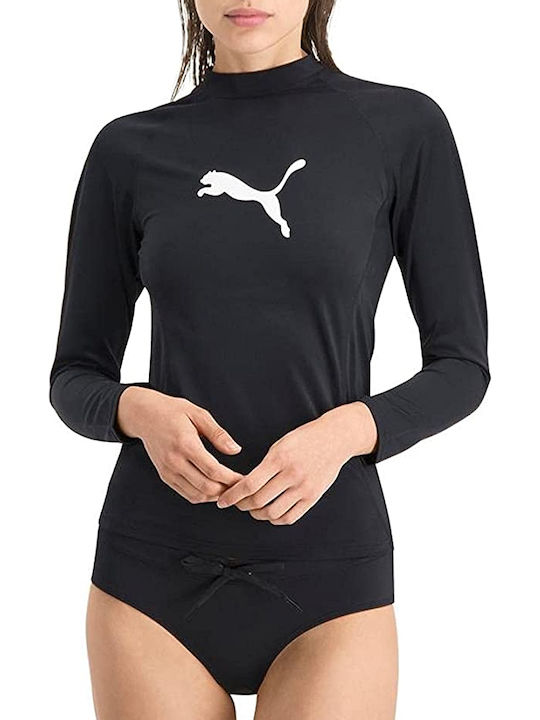 PUMA Tricou De Protecție Solară Pentru Femei Mânecă Lungă Negru UPF 50+