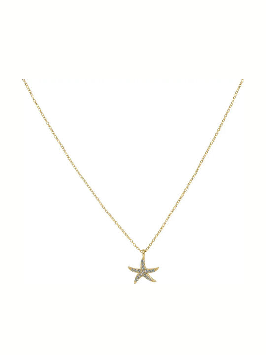Halskette mit Stern-Design aus Vergoldetem Silber mit Zirkon