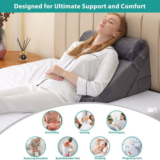 Linomag Adjustable Orthopedic Pillows 10 in 1 Set of 3 pieces Wedge Pillow with Memory Foam Gray
