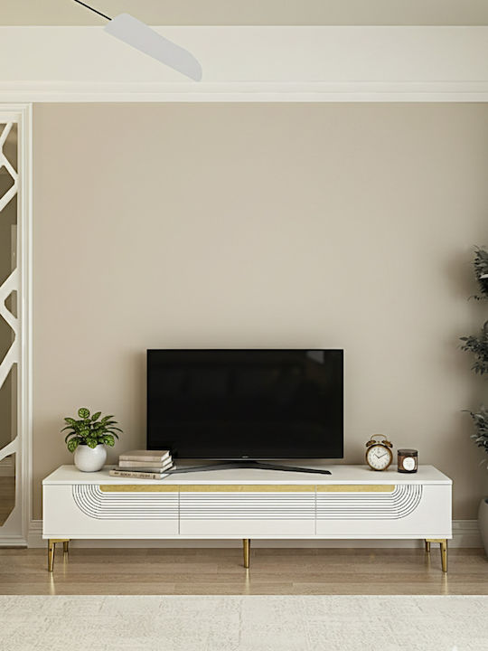 TV Stand Made of Wood & Gold Glass L180xD30xH41cm