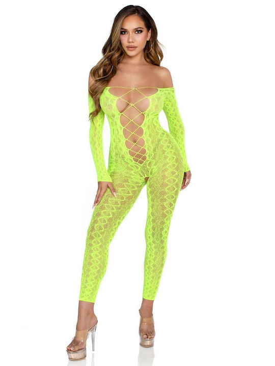 Leg Avenue Crotchless Bodystocking Leg Avenue Sexy Bodystockings with Open Crotch Green