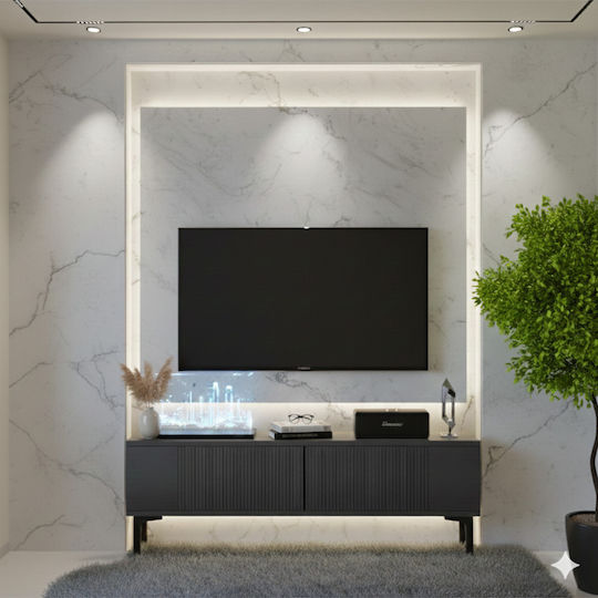 TV-Ständer Schwarz M120xP30xH41cm SteweHome