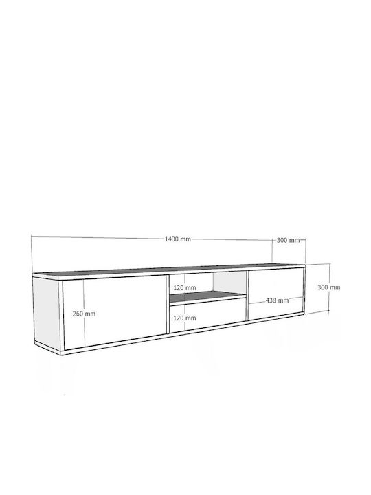 TV Stand Synthetic Wood L140xD30xH30cm
