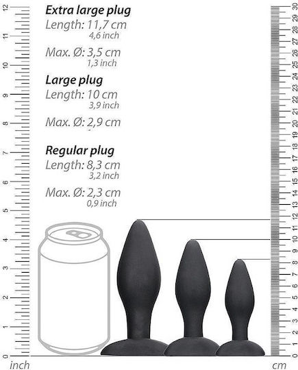 Shots Apex Butt Plug Anal Module Negre 3 Bucăți