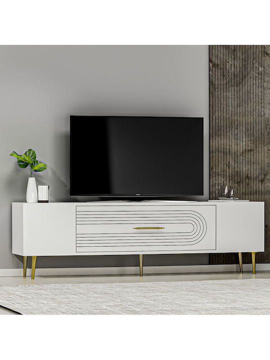 TV Stand Made of Metal & Wood Gold L150xD30xH48cm